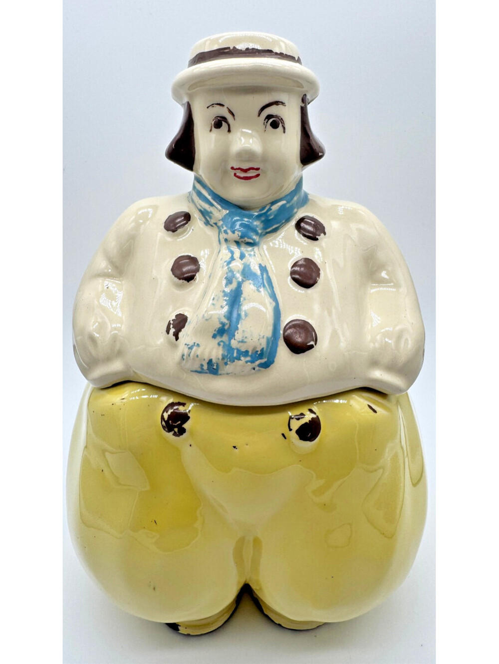 Vintage 1940s Shawnee Happy Jack Dutch Boy Cookie Jar USA Yellow Blue